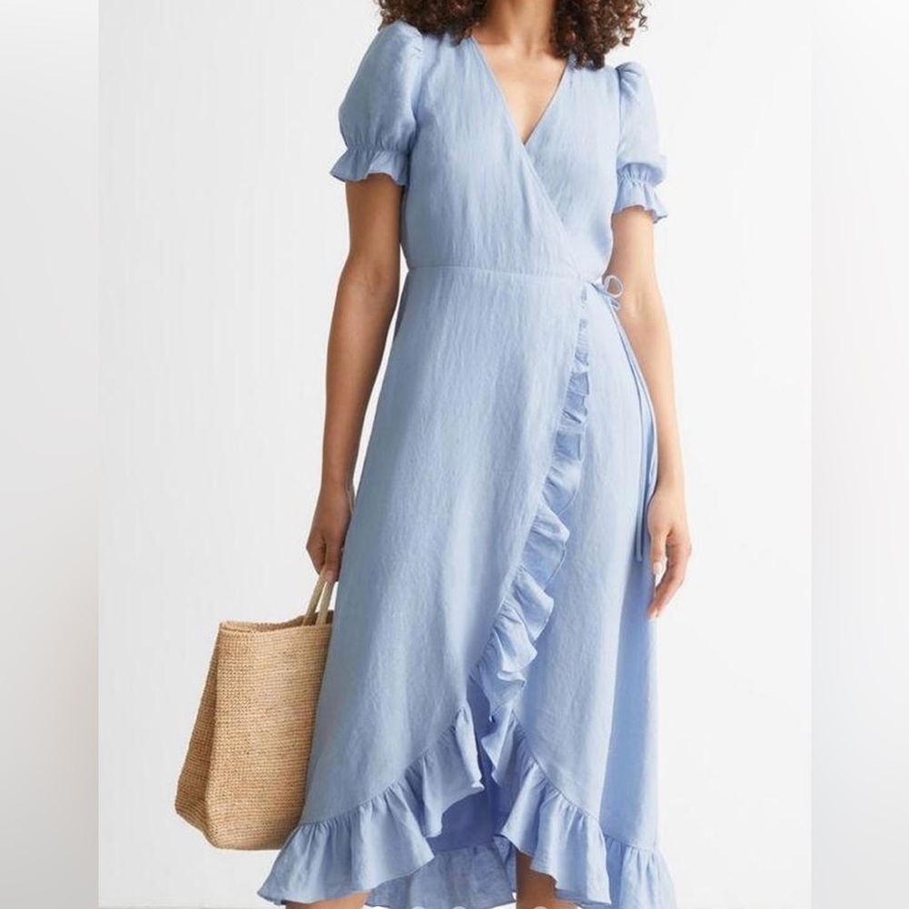 & Other Stories Blue Wrap Midi Dress
